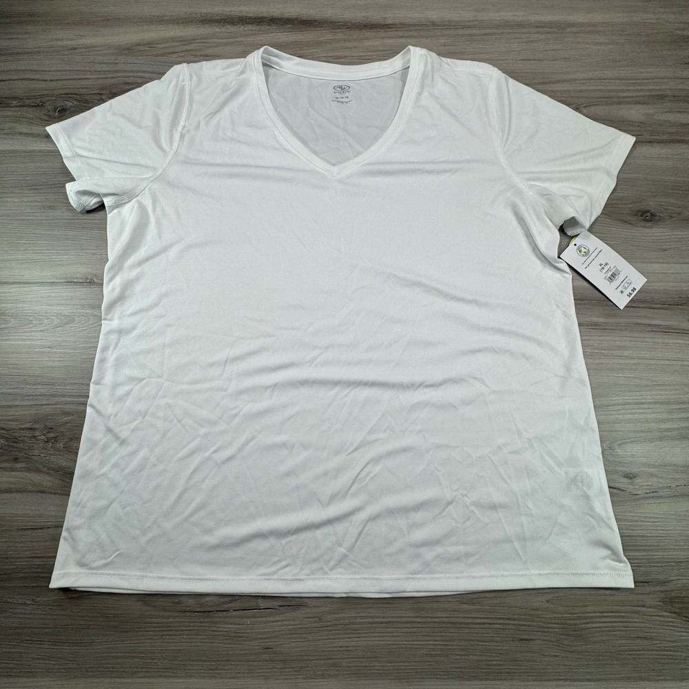 Athletic Works Mens‎ V Neck T Shirt White Short Sleeve Athletic Fit Size XL